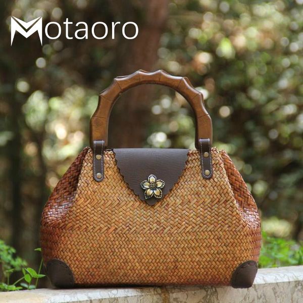 

women woven tote rattan bag woman woven handbag weaving straw bag wooden handle ladies hand bags hand-woven handbags sac femme