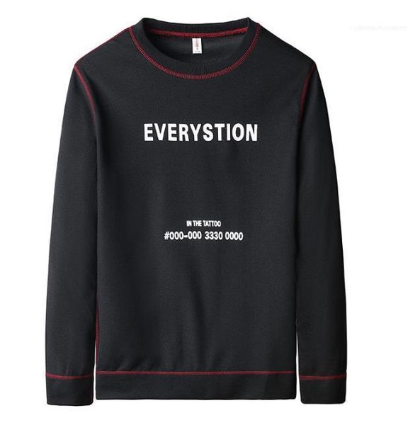 

long sleeve solid color pullovers male clothing mens designer hoodies loose letter number print homme sweatshirts, Black