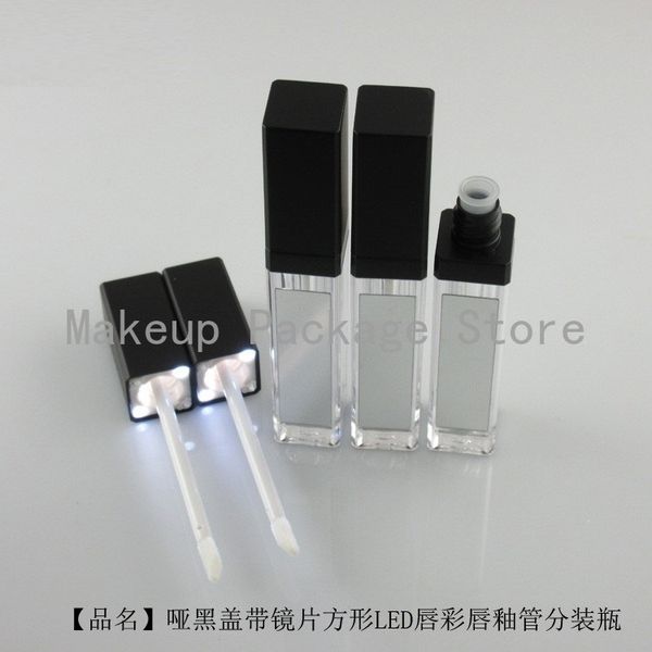 

storage bottles & jars 7.5ml 20pcs/lot black square empty lip gloss tube,acrylic high class cosmetic lipstick packing bottle with led light,