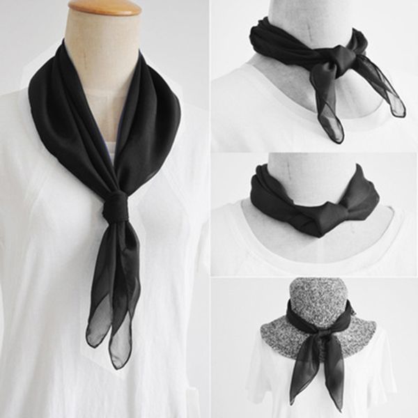 

summer solid chiffon thin sunscreen kerchief women head scarf fake silk head neck hair tie band neckerchief shawls bandanas m3, Blue;gray