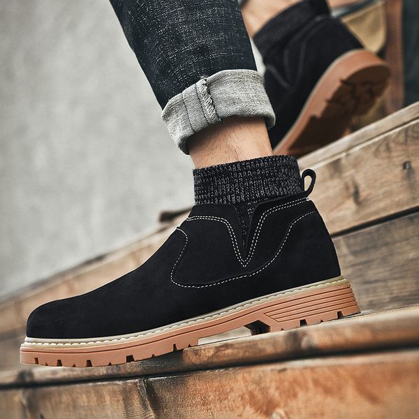 

leisure high sneaker zapatillas highcasual man male casual boots for shoes negras men brown leather mens mens shoe high, Black