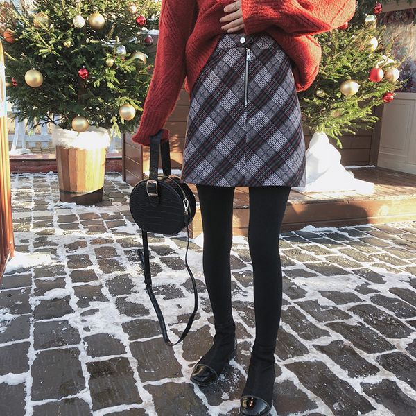 

mishow 2020 autumn winter mini skirt women causal vintage style high waist slim fit geometric skirt mx18d1597, Black