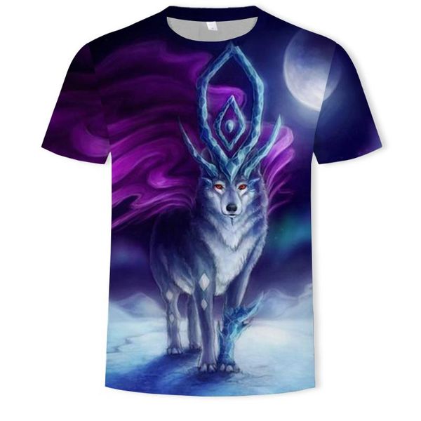 

2020 new deer animal 3d short-sleeved t-shirt digital printing, Black;blue