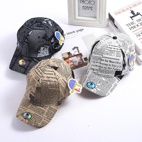 

wholesale caps men's and women's spring and summer fashion graffiti newspaper baseball caps korean harajuku cap newspaper editor v, Blue;gray