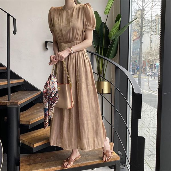

women elegant long dress summer 2020 vintage champagne short sleeve o-neck dresses personalized cozy dress new fashion, Black;gray