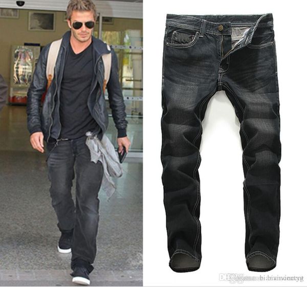 

summer straight stretch pleated zipper mens clothing jeans slim styles fashion hip hop designer leather causal plus size, Blue