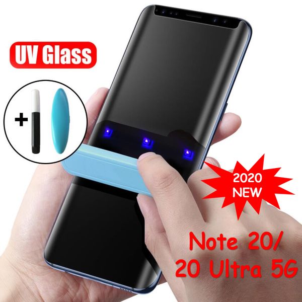 

new arrival uv tempered glass for samsung galaxy note 20 curve full liquid screen protector for note 20 ultra 5g glass dhl free