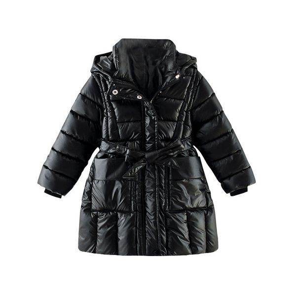 

girl's long sleeve hooded waist-closing warm keeping thick down parkas bright surface windbreak cold winter down coats 0927, Blue;gray