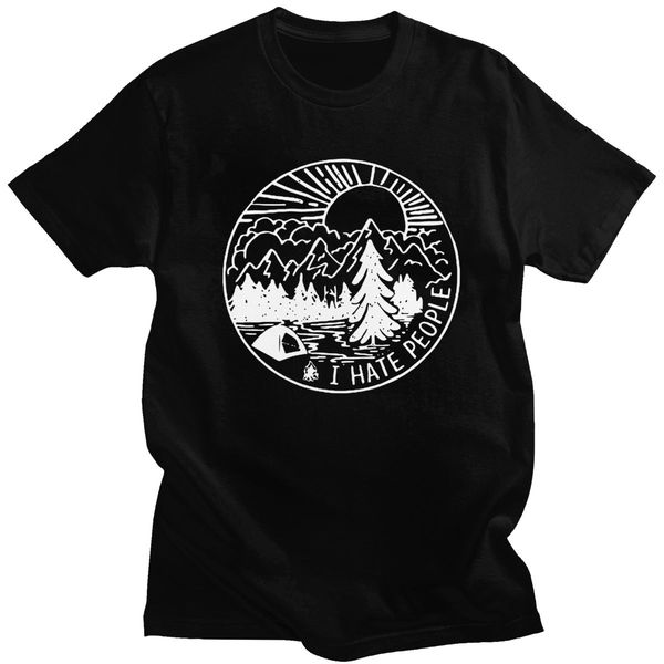 

i hate people tshirt men crewneck short sleeve love camping t shirt casual t-shirt pre-shrunk cotton campfire tee merchandise