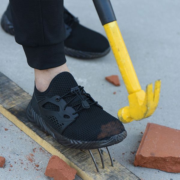 

лето безопасности работы обувь сапоги для мужчин дышащий стали toe работы boots мужчина anti-разбив construction кроссовки плюс размер безоп, Black