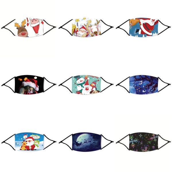 

fashion christmas masks forpopular embroidered cloth face christmas mask dust-proof anti-spray washable reusable christmas masks 4 styles#42, Black