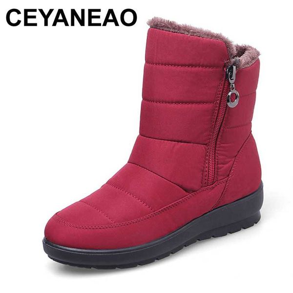 

ceyaneao2020 the new waterproof non-slip winter boots plus cotton velvet shoes for women warm large size 41 42 snow bootse2176, Black