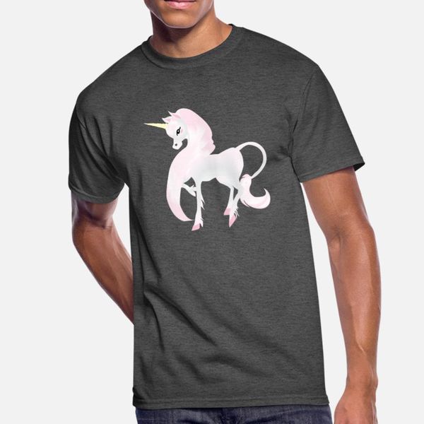 

pastel pink unicorn t shirt men custom cotton round collar slim fitness humor summer family shirt