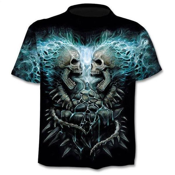

t -shirt men 's 's punk style skull gothic gym 3d print shirts humor horror oversized men clothing