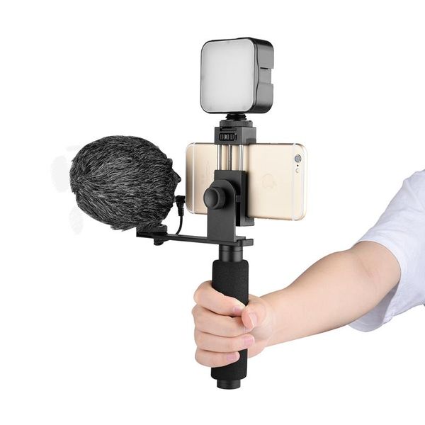 

smartphone outdoor live bracket clip filmmaking phone video stabilizer grip mount fill light microphone for android