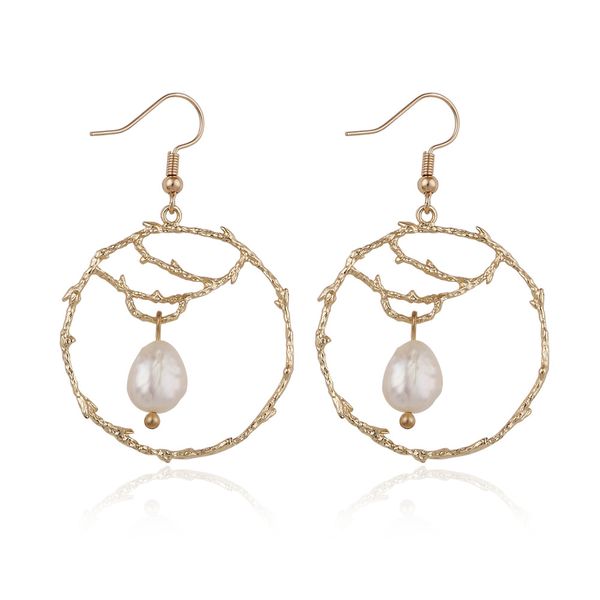 

south korea east gate irregular baroque freshwater pearl earrings nyu temperament fashion net red earrings wholesale earrings, Golden;silver