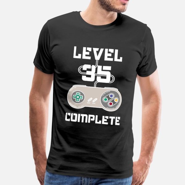 

level 35 complete 35th birthday gamer t shirt men create tee shirt euro size s-3xl novelty graphic comfortable spring leisure shirt, White;black