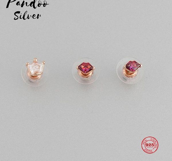 

fashion charm sterling silver original 1:1 copy, flame red lips crown combination stud earrings women luxury jewelry002, Golden;silver