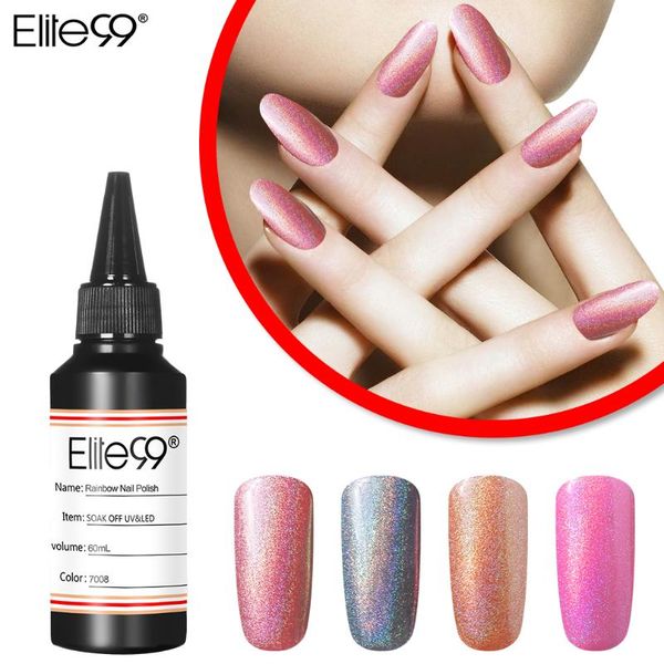 

elite99 rainbow color uv nail polish air dry gel lacquer use with metallic base coat nail glitter shimmer varnish art, Red;pink