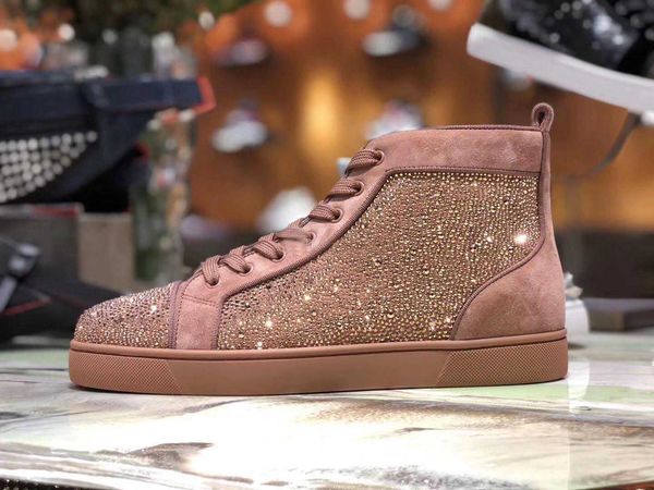 

20s sneakers rhinestone strass casual flats luxurious men's red bottom sneakers high men casual walking outdoor footwear, Black