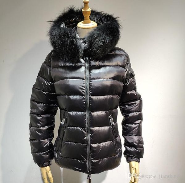 

new coat women jacket winter coat thickening female clothes hood down jacket slim 100%fox fur parka s, Black
