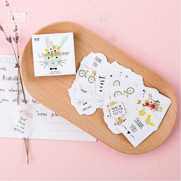 

45pcs/box kawaii rabbita cartoon stickers adhesive stickers diy decoration stickers stationery escolar papelari