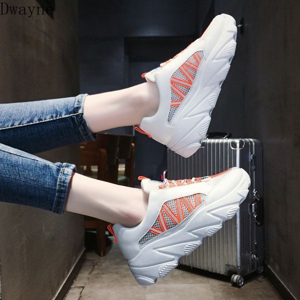 

old shoes female 2020 new wild breathable loose knot with platform sports shoes, Black