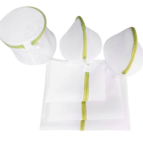 

6 sizes/set zippered foldable nylon laundry bag bra socks underwear clothes washing machine net mesh bags new