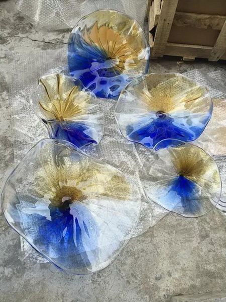 

2020 Art Design Blown Glass Wall Plates Multi Color Modern Crystal Murano Glass Art Decorative Wall Plates