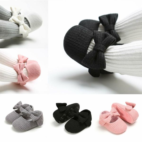 

toddler kids baby girls pu princess bow loving heart shoes crib sole sneaker, Black
