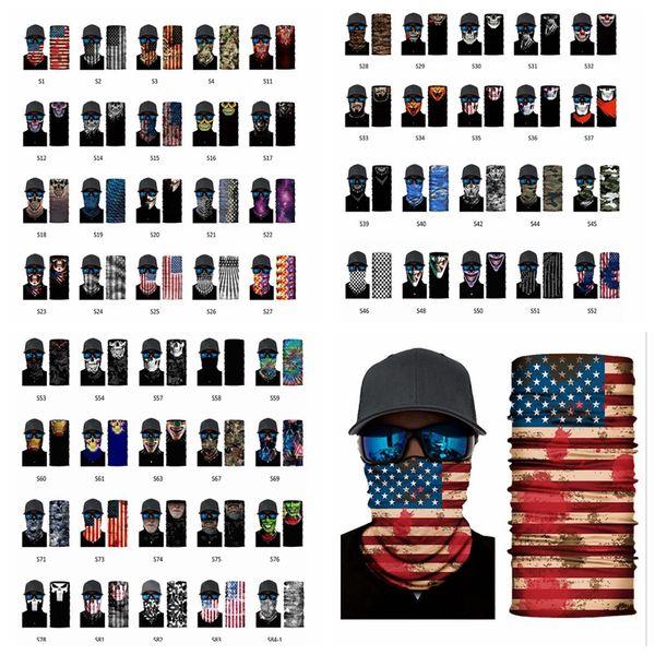 

79styles magic scarf bandana designer face masks outdoor headscarf breathable sweat absorbing mask sports neck cover yya401 sea shipping