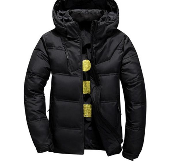 

clothing outdoor short hooded down jacket man designer solid color zipper lapel neck coats removable hat long sleeved003, Black