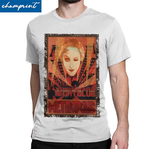 

yoshiwara nightclub metropolis t-shirts men fritz lang movie robot science film vintage 100% cotton tees round neck t shirt