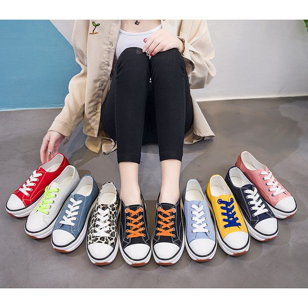 

women chunky sneakers casual shoes 2020 new spring summer white lace up canvas shoes female girls womens sneakers, Black