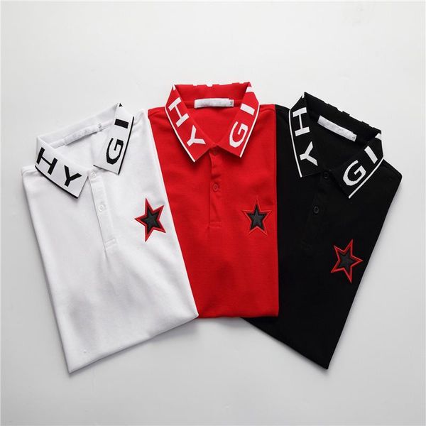 

2020 summber luxury designer polo shirt fashion giv star pattern embroidery polos shirt casual polo t-shirts, Black;brown
