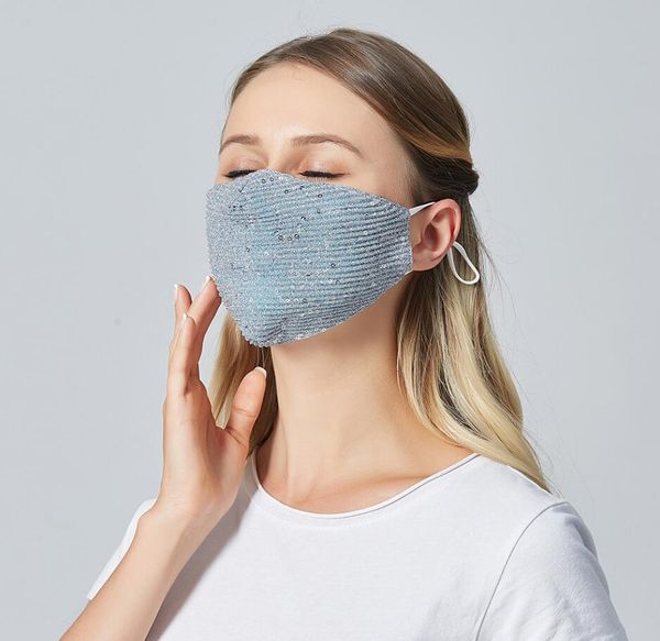 

fashion bling bling sequins protective face mask pm2.5 dustproof mouth cover breathable washable reuse face mask elastic earloop mouth masks