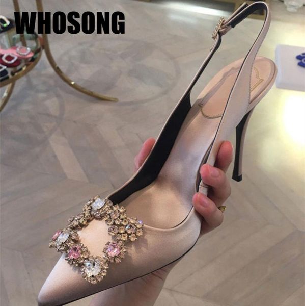 

women sandals woman fashion shoes pointed toe thin heels ladies rhinestone sandals female brand zapatos de mujer, Black