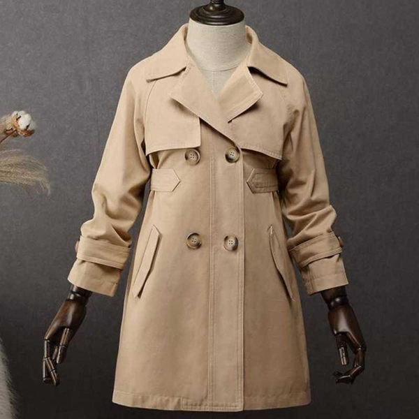 

spring autumn baby girls trench coats double breasted jackets kids windbreaker outerwear, Blue;gray