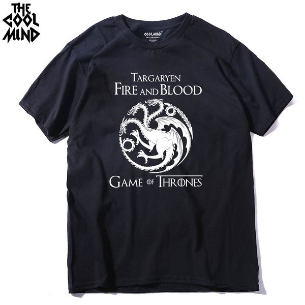 

coolmind ga0117a 100% хлопок с коротким рукавом случайный огнем и targaryen печати крови мужчины майк 2018 новых людьми тенниской футболки