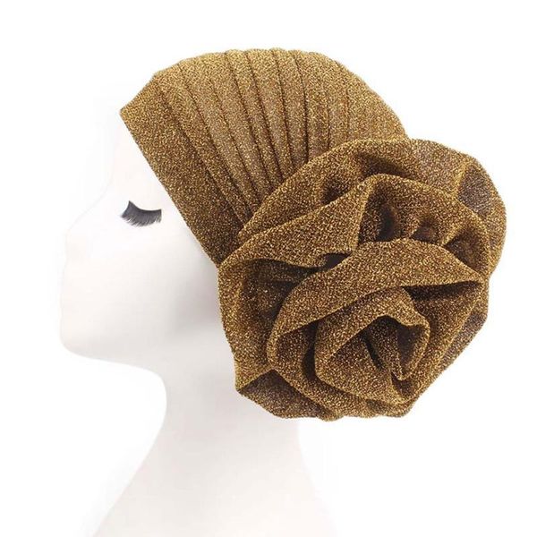

women hair loss turban stretch accessories for cancer elegant flower glitter muslim hats beanie chemotherapy cap headwear solid, Blue;gray