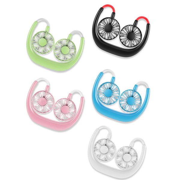

portable fan sport hand personal mini fan usb rechargeable neck fan 360 degree adjustment head hanging neck fans for travel outdoor