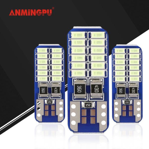 

anmingpu 2x signal lamps t10 w5w led bulb 24 3014 chips 12v 6000k t10 led lamps bulbs for cars clearance lights interior lamp