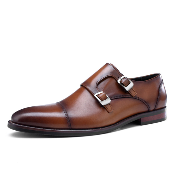 

wincheer oem supplied european fashion man monk strap handmade men leather shoes italian brands mens dress shoes luxury, Black