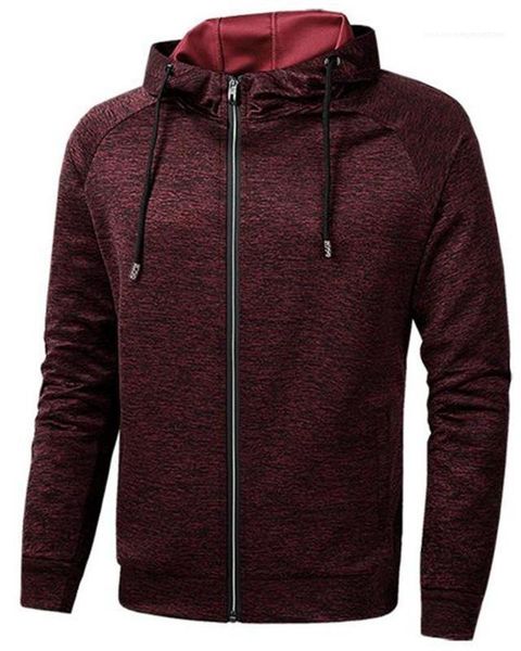 

color mens sweatshirts with zipper running cardigan slim mens sports hoodies spring fitness long sleeve hooded solid, Black