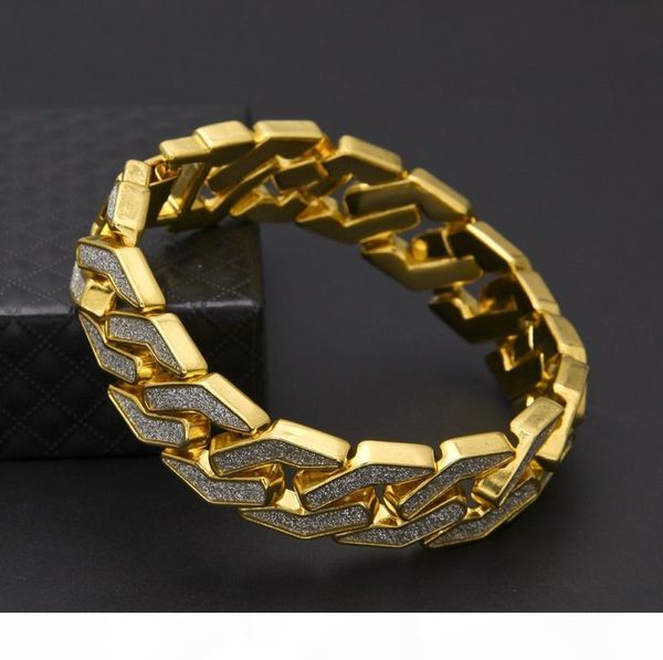 

h cuban link chain bracelet for mens iced out hip hop bracelets jewelry gold plating bangle zircon chains, Black