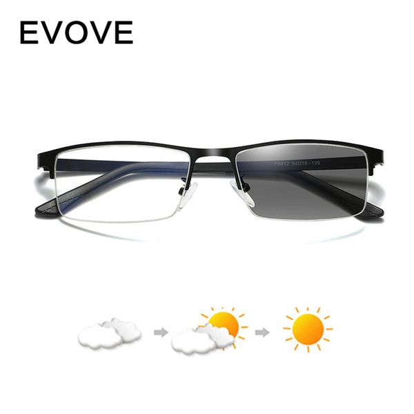

evove pchromic glasses men chameleon sunglasses male change to grey+ anti blue light myopia eyeglasses optical, White;black