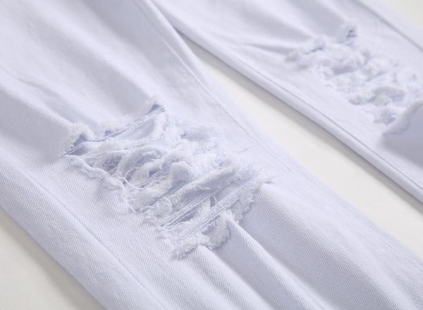 

solid white ripped jeans men 2020 classic retro mens skinny jeans elastic denim pants trousers casual slim fit pencil pant, Blue