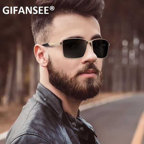 

gifansee polarized square sunglasses men metal frame male 2020 fashion glasses driving fishing eyewear zonnebril shades uv400, White;black