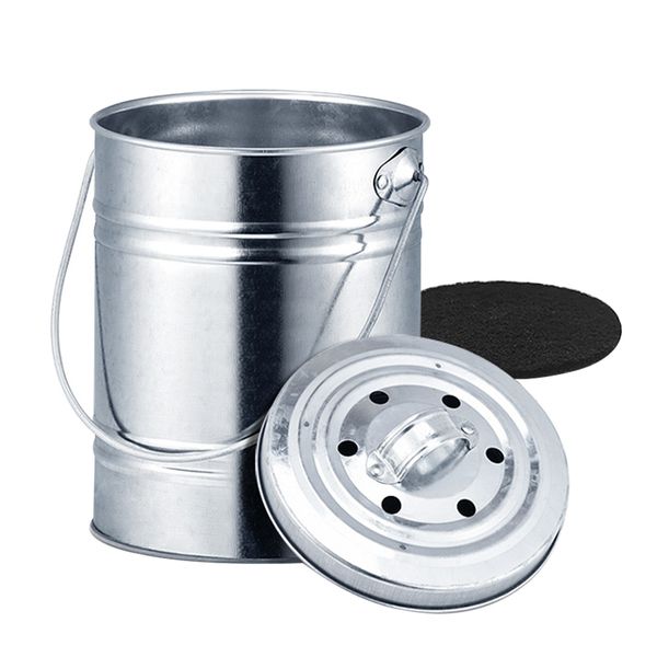 

stainless steel durable lid bucket kitchen office recycling container compost