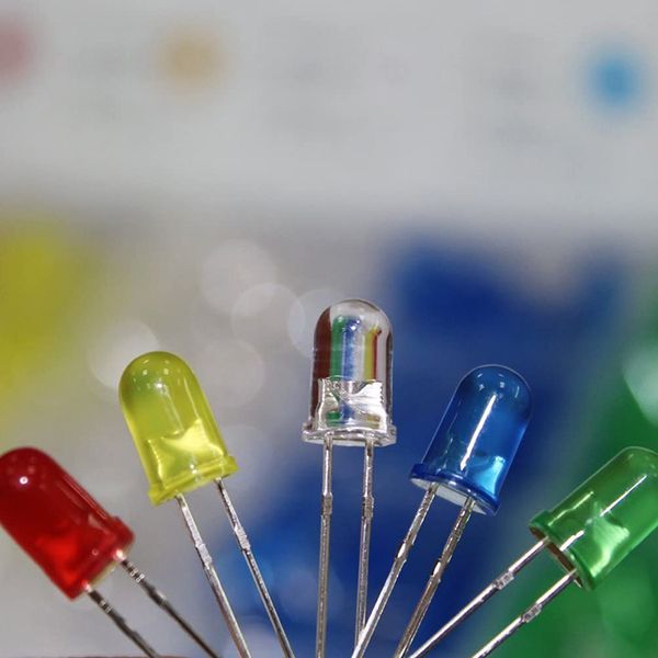 

100pcs(5 colors x 20pcs) 5mm 3mm led light emitting diode round assorted color white/red/yellow/green/blue kit box gdeal